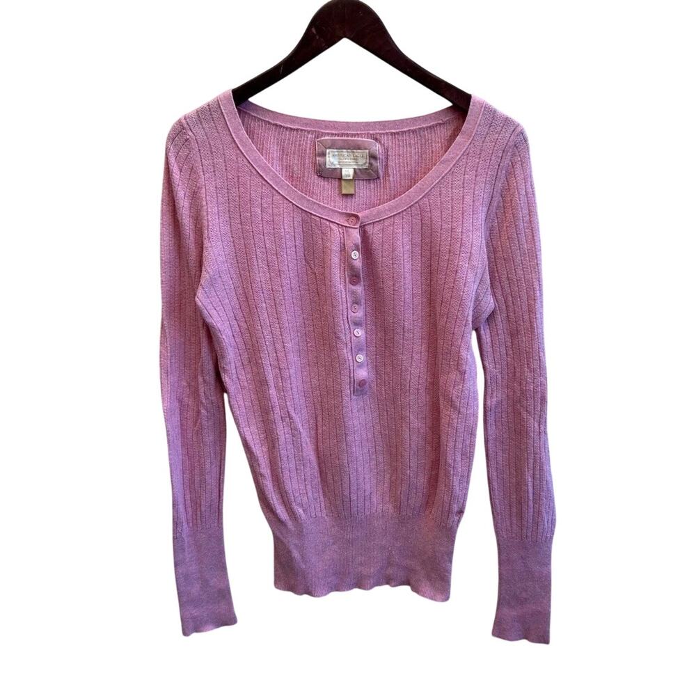 Vintage y2k American Eagle Pink Ribbed Henley Sweater Size XL